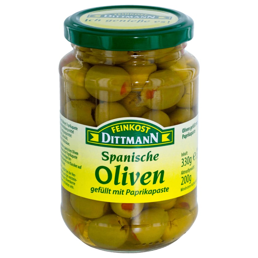 Feinkost Dittmann Oliven grün mit Paprikapaste 200g